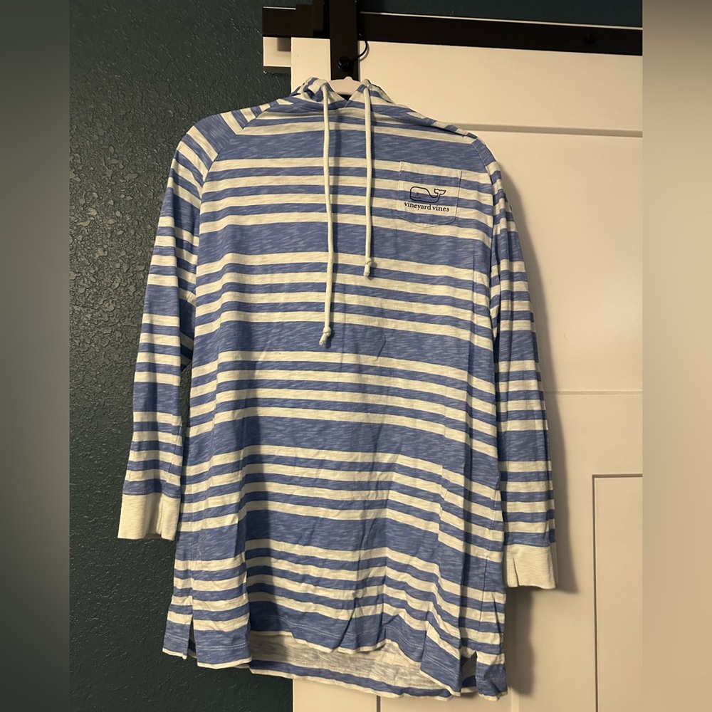 Vineyard Vines Blue and Cream Striped Hoodie